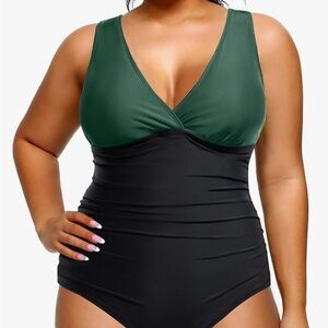 Women's Green and Black Swimsuit